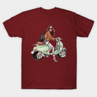 Girl with her scooter T-Shirt